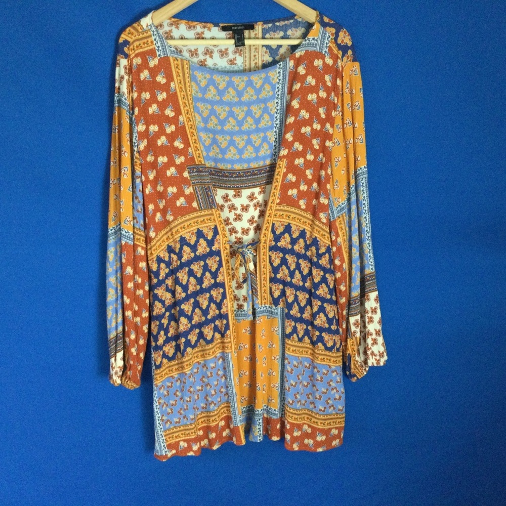Forever 21 Oversized Large Tunic Dress Bohemian Festival Colorful